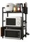 Cozy Nest 2 Tier Expandable Microwave Oven Rack with 6-Hook Non-Slip Pads with Spoons Knife Stand and Cutting Board Holder Adjustable Height and Width Kitchen Organizer Storage Shelf (2 Layer, Black)