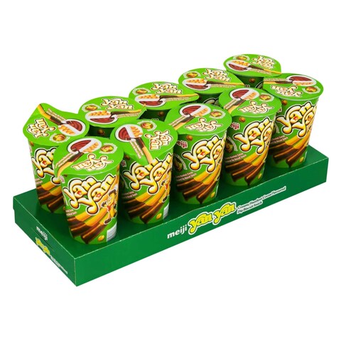 Buy Meiji Yan Yan Choco Hazelnut Flavour Dip Biscuit Snack 44g x Pack of 10 in Kuwait