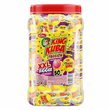 Mr. Berry&#39;s King Kuba XXL Bigger Gum Center Passion Lollipop 50 Pieces