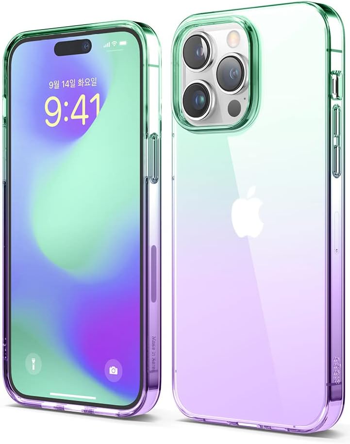 Elago Aurora Designed For iPhone 14 Pro Max Case Cover - Green Purple