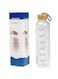 Cuisine Art Ross Motivation Borosilicate Glass Bottle 1000ml Glass Water Bottle with Time Marker, Leak Proof Bpa Free Motivational Water Bottle with Bamboo Lid For Sports, Outdoors, Office and Home