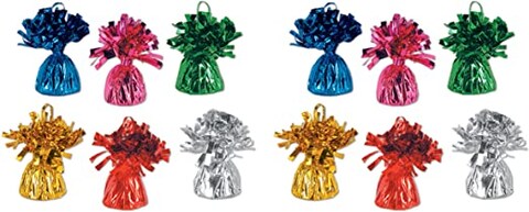 Beistle - Beistle 50804-Asst 12-Piece Assorted Color Metallic Wrapped Balloon Weights
