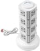 Ntech - Universal Vertical Multi Socket 220V Tower Extension Electrical Outlet Lead With USB Ports 3M Cord And Uk-Plug Power Strip Multi Charging Station (4 Layers Multi Plug With USB Port, (Gray)