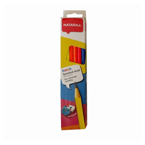 Nataraj Neon Triangle HB Pencils - 12 Pencils