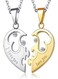 Generic Romantic Couple Heart Shape Pendant Necklace