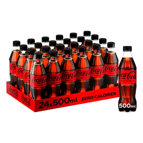 كوكا كولا مشروب غازي خالي من السعرات الحرارية 500 ملل، حزمة من 24