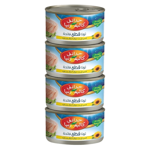 حدائق كاليفورنيا  قطع تونة خفيفة في زيت عباد الشمس 170 غرام حزمة من 4