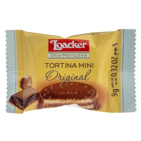 Buy LOACKER TORTINA ORIGINAL CRISPY WAFERS  FILLED  WITH MILK   CHOCOLATE CREAM FINE HAZELNUT 9G in Kuwait