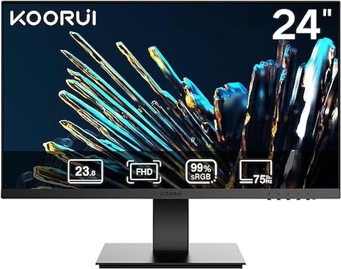 KOORUI 24N1A Monitor, 24&quot; FHD VA Display, 75Hz Refresh Rate, 5ms Response Time, Ultra Slim Design, 178&deg; Wide Viewing Angle, VESA Compatible, HDMI &amp; VGA Interfaces, Black