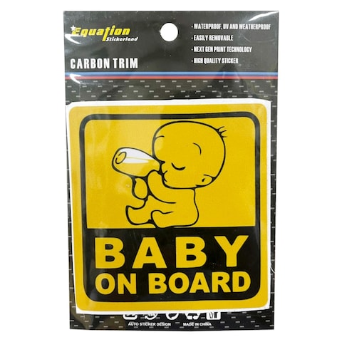 Equation Stickerland Baby In Car Self-Adhesive Sticker Yellow