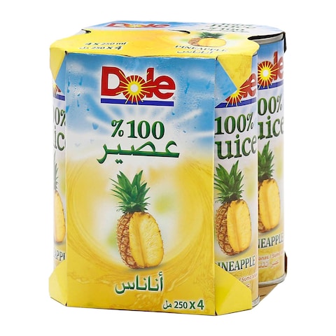 Buy Dole Pineapple Juice 250ml Pack of 4 in Saudi Arabia