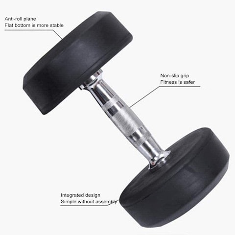 ULTIMAX Round Rubber Dumbbell Fitness Dumbbell Hand Weights Dumbbells Chrome Handle Dumbbell Professional Arm Muscle Exercise Equipment Gym and Home Fitness Equipment-1 Pcs (25Kg)