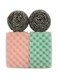 Delcasa 4-Piece Steel Wool And Cleaning Sponge Set Grey/Pink/Green