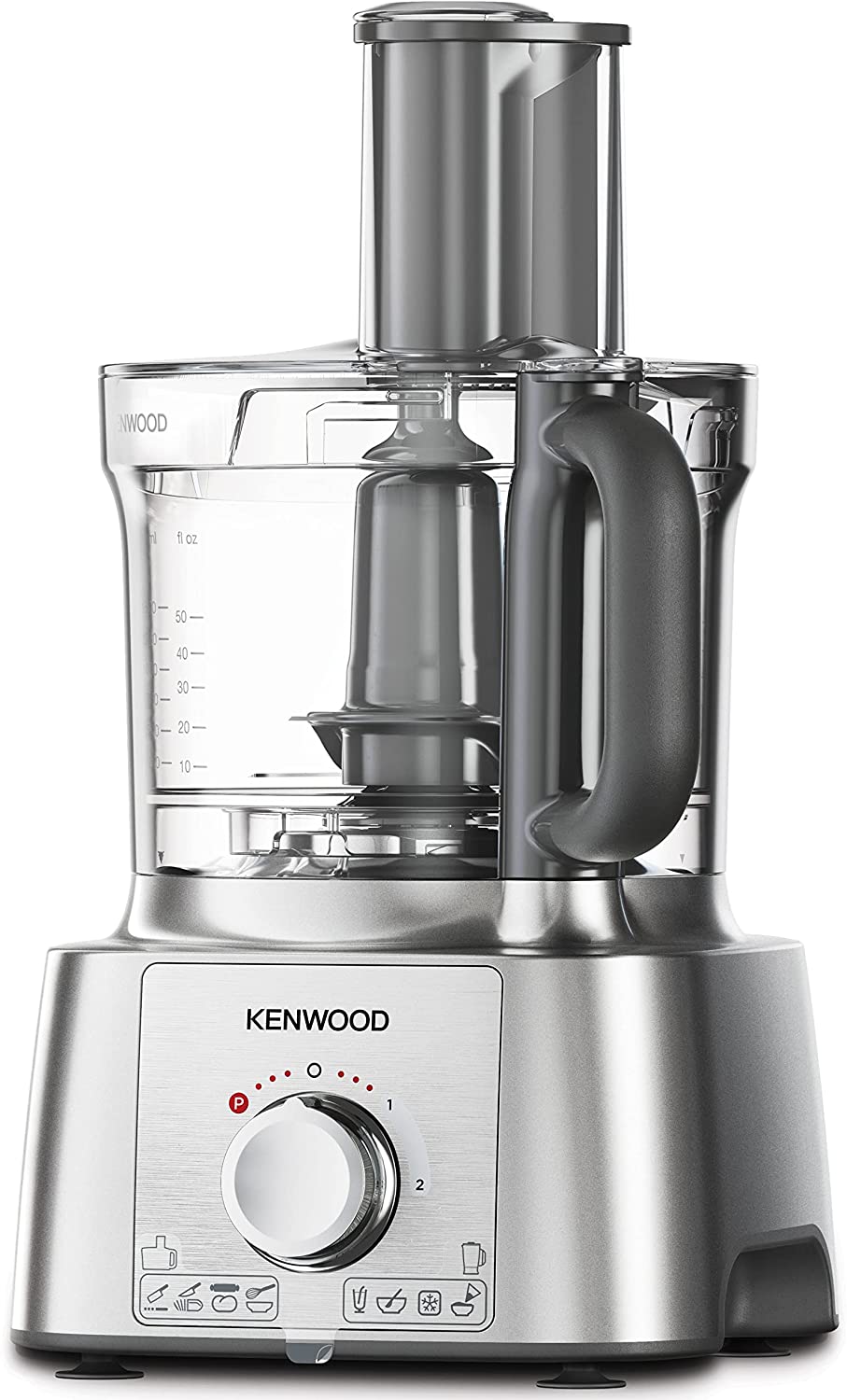 Kenwood Food Processor 1000W Multi-Functional with 3 Stainless Steel Disks, Blender, Grinder Mill, Juicer Extractror, Whisk, Dough Maker, Citrus Juicer, Express Serve/Salad Maker FDP65.880SI Silver
