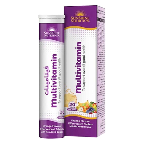 Sunshine Nutrition Multivitamin Effervescent Orange Flavour 20 Tablets