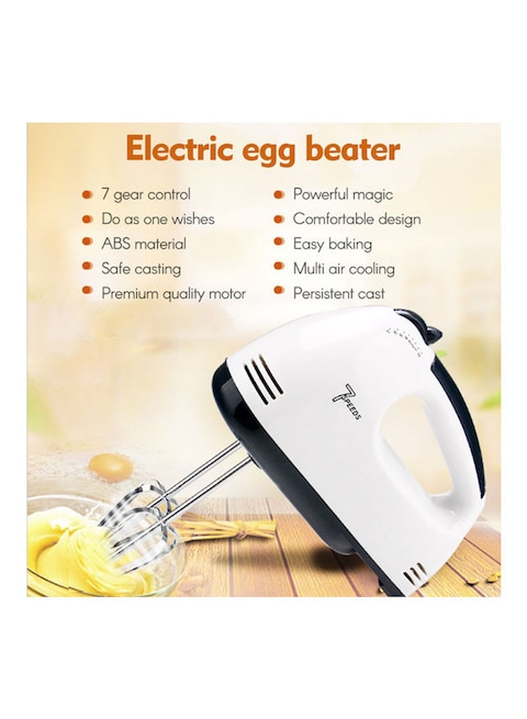 Generic 7 Gear Electric Egg Beater Automatic Hand Mixer Blender Plastics Rotating Push Whisk Cream Stirrer White