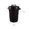 Strata, Made in UK, 90 Litre Heavy Duty Bin with Lid, Dia 49xH75cm - STR-GN348-BLK-ST