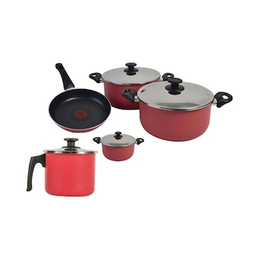 طقم حلل تيفال مينيت، 3 حلل مقاس 18،22،26 + مقلاة مقاس 24 + كاسرولة مقاس 14