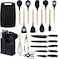 Kitchen Utensil Set 19 Piece Silicone Kitchenware Heat Resistant Non stick Cooking Tool with Wooden Handles Silicone Cookware Set