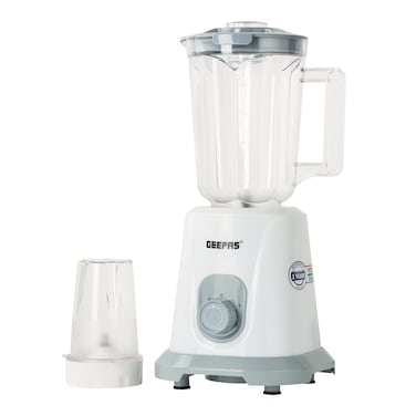 Geepas Blender Multifunctional Mixer Grinder With Pulse Function, 1.5L, 550W, GSB44083-N, White