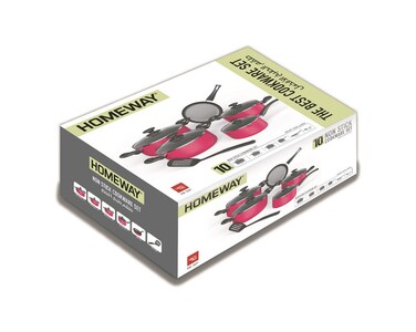 Buy Homeway - 10 Piece Cookware Set, Food Grade Aluminium With 3 Layer ...