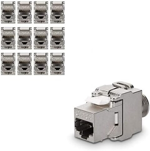DKURVE&reg; Keystone Module Jacks - CAT6A Shielded Keystone Jack RJ45 Cat 6A Ethernet Module 10 Gbit with Shielded Metal (12PCS)