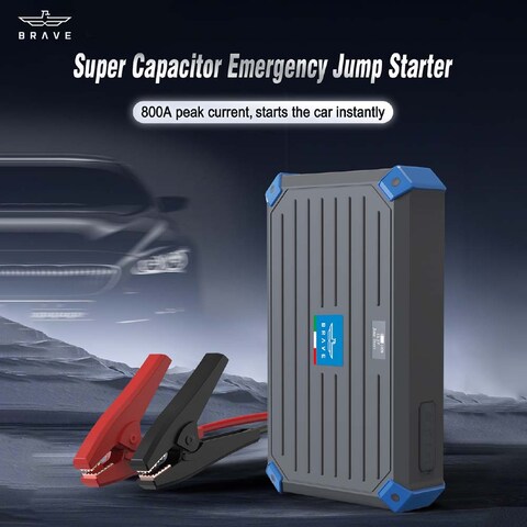BRAVE Portable Car Jump Starter, 12V Super Capacitor Jump Starter (Up to 6.0L Gas, 4.0L Diesel Engine), Super Safe, Self -Charging to 100% in less than 3 minutes with Carrying Case