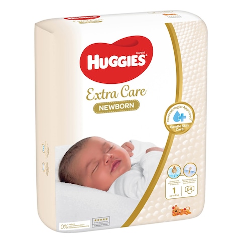 Huggies Extra Care Newborn Size 1 Up to 5 kg Jumbo Pack 64 Diapers