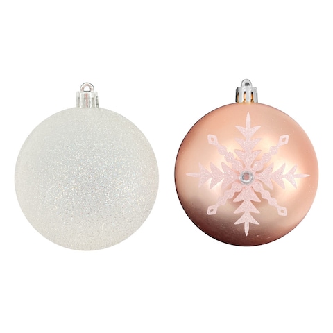 Christmas Designer Baubles Champagne Gold  &amp; White 8cm 6Pcs/Box