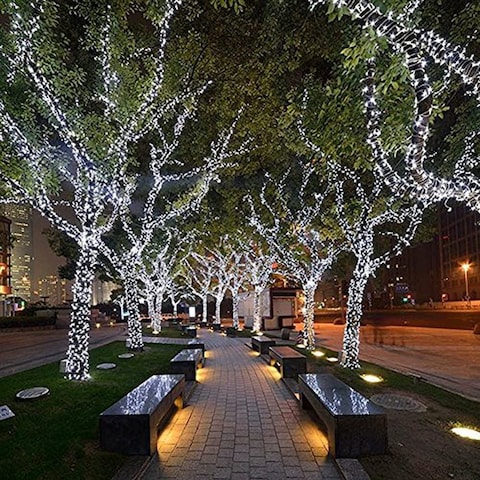 Solar String Lights 12M 100LED 8 Modes Solar Powered Lights for Home,Gardens, Patios,weddings and Parties (White)