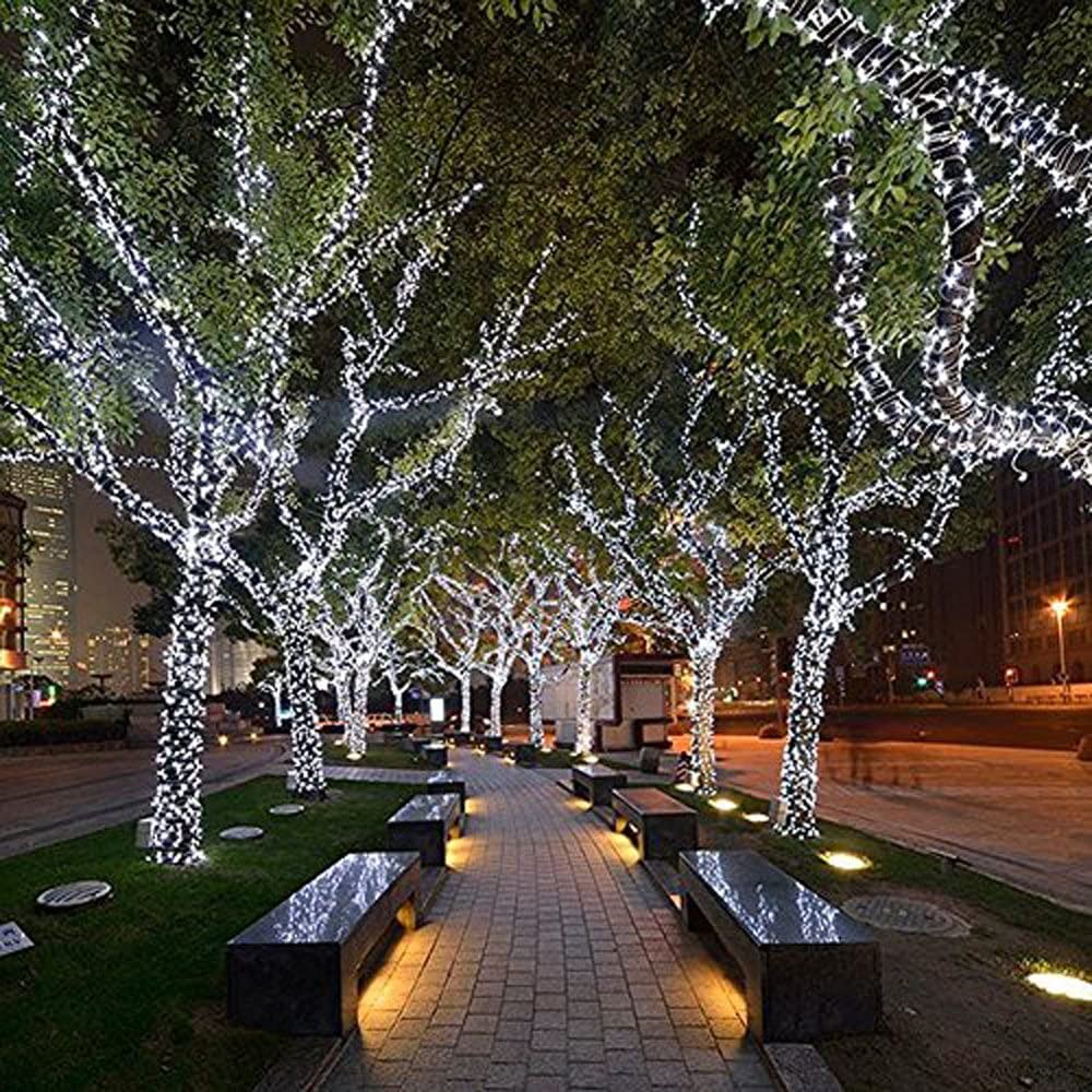 Solar String Lights 12M 100LED 8 Modes Solar Powered Lights for Home,Gardens, Patios,weddings and Parties (White)