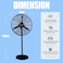 Industrial Stand Fan, High-Velocity Copper motor stand fan for large spaces, Warehouse and Garage Cooling, Black