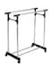 Generic Double Pole Portable Clothes Rack Hanger With Wheels Black/Silver