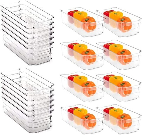 Clear Plastic Organizer Bins For Fridge, Kitchen Cabinet, Pantry Organization &amp; Storage, BPA Free Fridge Organizer (20 Pcs)