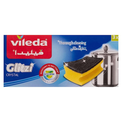 Vileda Glitzi Crystal Scourer Sponge - 3 Pieces