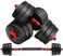 Max Strength Rubber Adjustable 2 In 1 Dumbbell And Barbell Set, Weightlifting Fitness Black Cement Steel