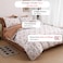 Luna Home-Queen size 6 piece duvet cover set modern tile print bedding set white.