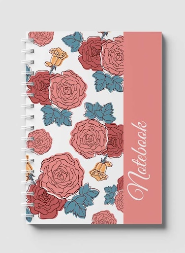 Lowha Spiral Notebook With 60 Sheets And Hard Paper Covers With Line Draft Flower Design, For Jotting Notes And Reminders, For Work, University, School