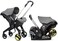 COOLBABY Newborn Baby Stroller Car Seat Two-way Baby Carrier Rocking Chair Cradle Four-in-one Stroller Portable Stroller Foldable Four-wheel Suspension Wheel,Color: gray
