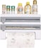 Triple Paper Stand/Dispenser with Cutter for Foil, Tissue and Nylon, GRAY