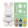 DIY MONEY SAVING BUNNY (9 inch - 23 cm) ACRYLIC FLOW POURING PAINT SET RABBIT Colors, Gold, Blue-Green, Lemon-Yellow. Arts and Crafts, Customize Handmade Creative Birthday Gift.