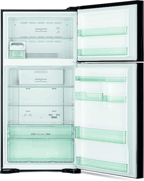 Hitachi 650L (Gross capacity) Double Door, Top Mount Refrigerator, Inverter, Fresh Select, 1 Year Warranty, RV655PUKOKPSV, Platinum Silver