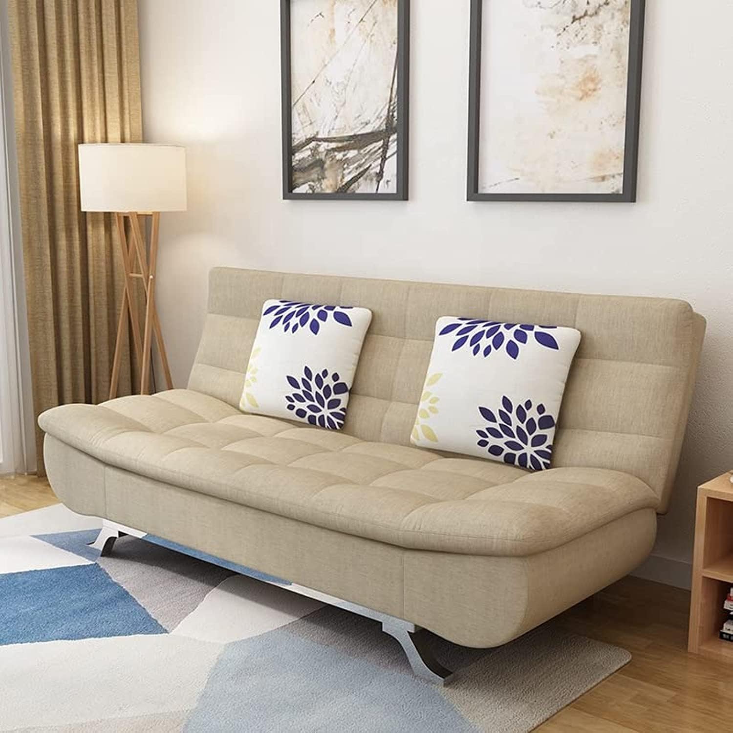 Generic Fabric Multifunction Folding Foam Sofa Bed Set Living Room (Beige)