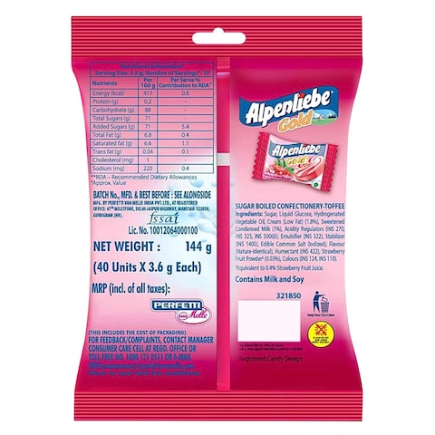 Alpenliebe Gold Cream Strawberry Candy 144g
