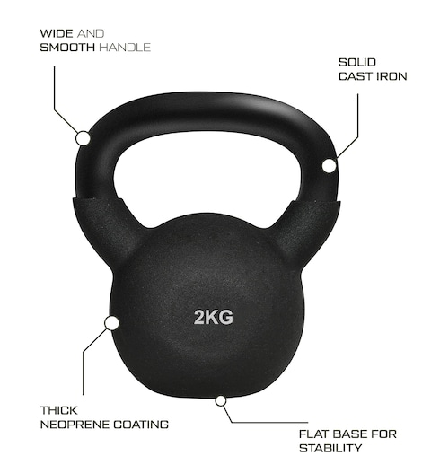 YALLA HomeGym Cast Iron Rubber Coated Kettlebell Floor Friendly Kettlebell 2KG