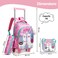 Eazy Kids 16&quot; Set of 3 Trolley School Bag with Lunch Bag and Pencil Case Lama - Pink