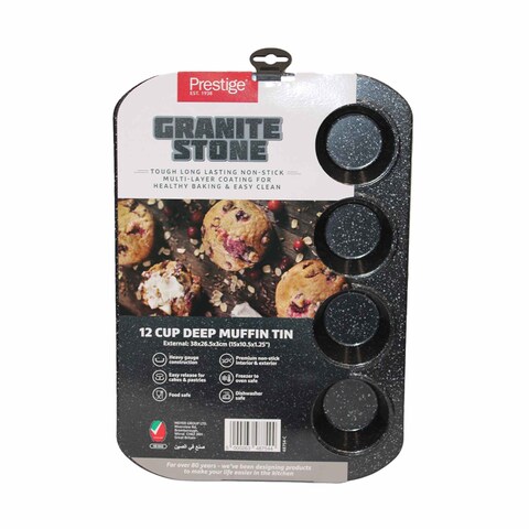 Prestige Deep Muffin Tin Granite Stone 12 Cup