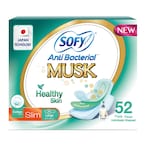 Buy Sofy Anti Bacterial Musk Cotton Slim Large with Wings 52 Pads in Saudi Arabia