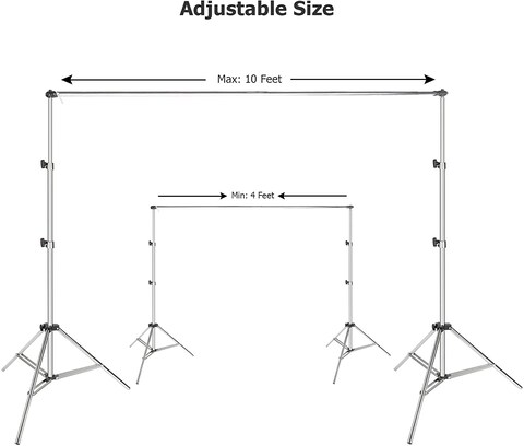 Coopic 2X3m Heavy Metal Steel Photo Video Studio Background Stands Adjustable Photography Video Muslin Backdrop Support With 2 Clamps