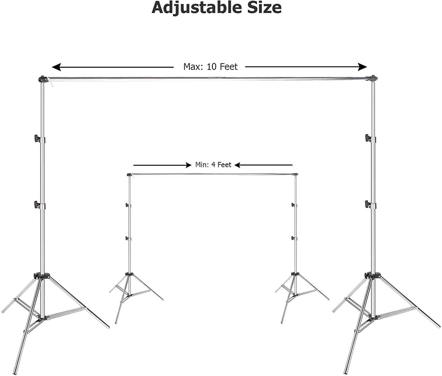 Coopic 2X3m Heavy Metal Steel Photo Video Studio Background Stands Adjustable Photography Video Muslin Backdrop Support With 2 Clamps